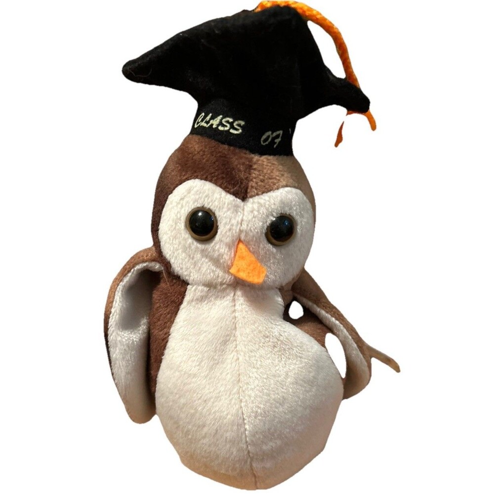 Ty Beanie Baby - WISE the Graduation Owl - VG with VG TAGS